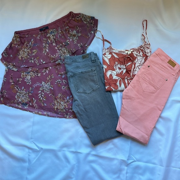 Bundle-1 Paige Skinny Verdugo Jeans Size 27 - Iris Pant Size 5 and 2 Summer tops - Picture 6 of 16